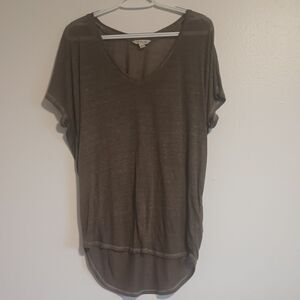 Calvin Klein Women's Size S Olive Green Vneck Shirt High/Low Cotton Blend